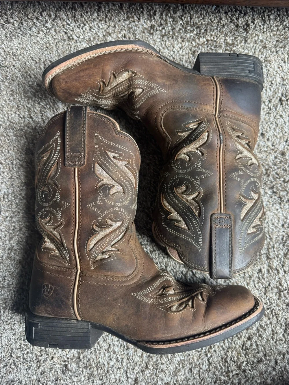 ARIAT GIRLS' ROUND UP BLISS WESTERN BOOTS - BROAD SQUARE TOE